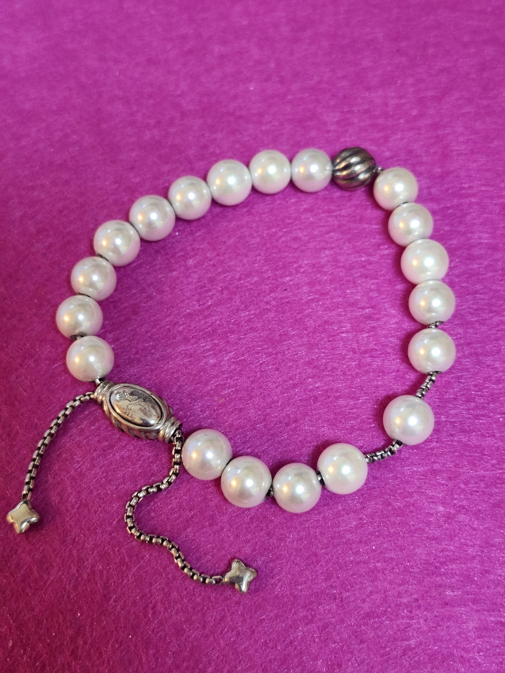 David Yurman Sterling Silver Pearl Bead Braclet